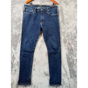 Flint And Tinder Selvedge Jeans Mens 36x33 Slim Fit Blue Dark Wash Denim Stretch